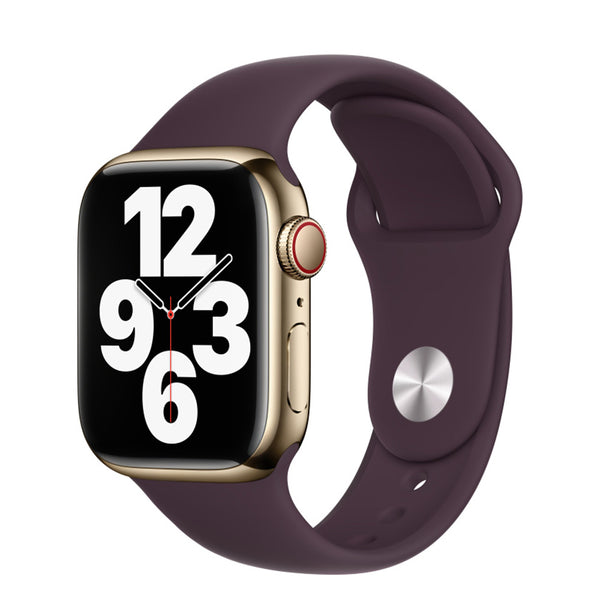Apple Watch Series 7 GPS + Cellular, 41mm Gold Stainless Steel Case with Dark Cherry Sport Band